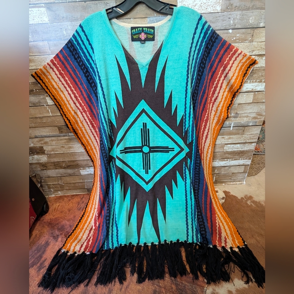 Nwot Crazy Train Aztec Southwestern Poncho Sweater